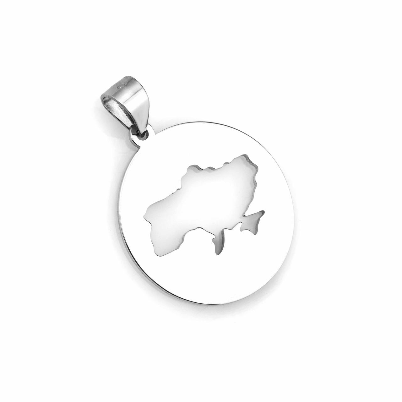 Срібний кулон підвіска Карта України Кругла