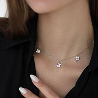 Срібна кольє Клевера з фіанітом