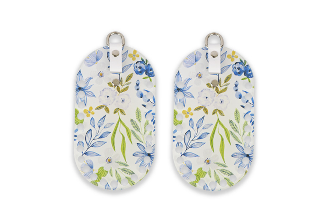 Акрилові сумочні боковинки, 18*10см, білі квіти, біла шльовка, фото 1