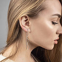 Срібні сережки протяжки Асорті