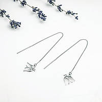 Срібні сережки Протяжки Ластівки