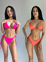 Комплект женский (купальник и купальник) - розовый и оранжевый