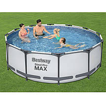 Каркасний басейн Bestway 56260 Steel Pro MAX 366х100 см круглий для всієї родини з картриджним фільтром, фото 2