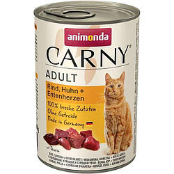 Animonda(Анімонда)Carny Adult Beef,Chicken+Duck hearts корм для кішок(яловичина, курка та качині серця)400 гр