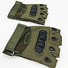 Рукавички тактичні з посиленим протектором та відкритими пальцями, Зелені , М / Безпальні рукавички, фото 7