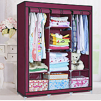 Складной тканевый шкаф текстильный раскладной HCX Каркасный шкаф органайзер для одежды Бордовый SHP