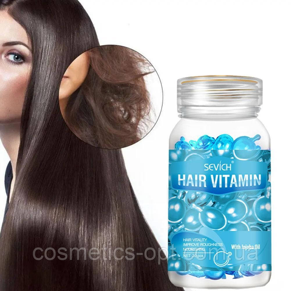 Капсули для волосся «Глибоке Відновлення та Блиск» Sevich Jojoba Oil, 30 капсул