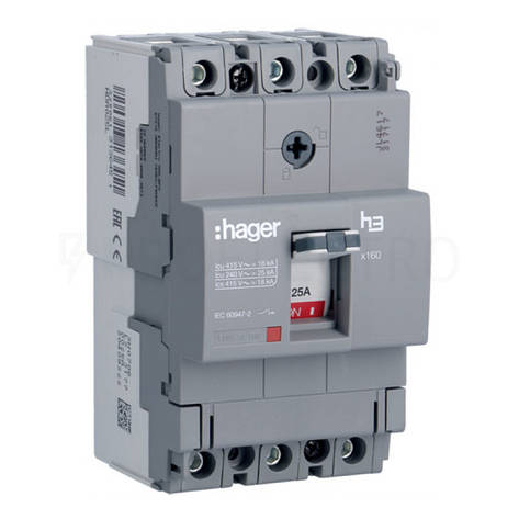 Автоматичний вимикач HDA025L x160, In=25А, 3п, 18kA, Hager, фото 1