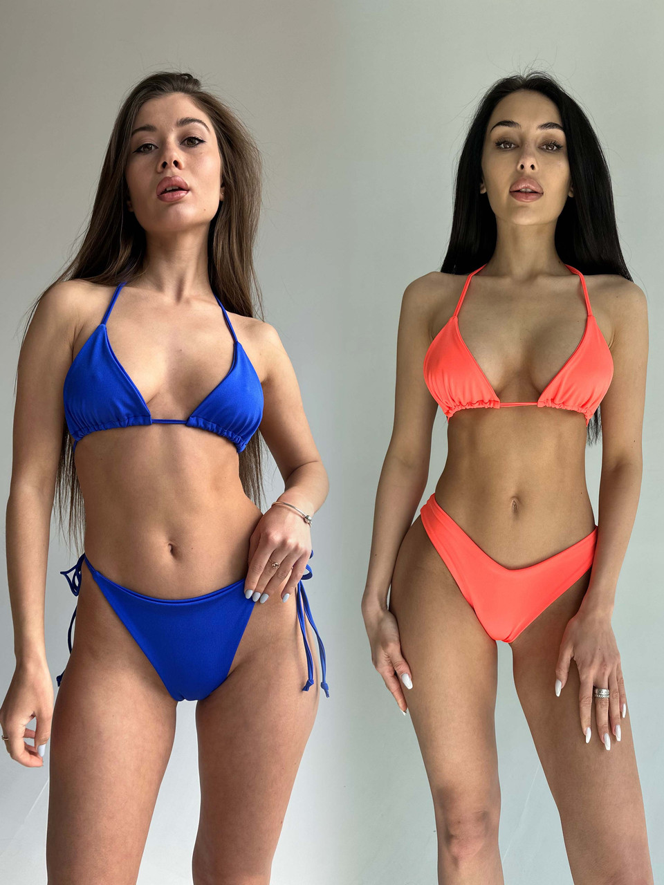 Комплект жіночий (купальник та купальник) - синій та помаранчевий