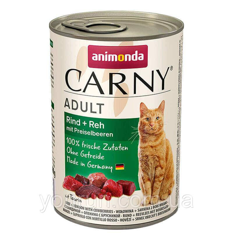 Animonda Carny Adult Beef & Venison with Cowberries вологий корм для кішок (яловичина, оленина та брусниця)400гр, фото 1