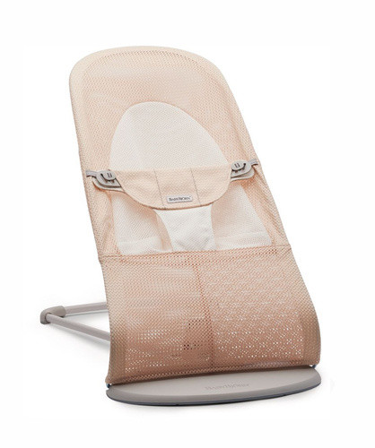 BabyBjorn - Крісло-шезлонг Bouncer Balance Soft Mesh, Pearly pink/White (світло-сіра рама), фото 1