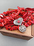 Дукач і намисто з натурального червоного корала — комплект етно прикрас із меляровой монетою б., фото 9