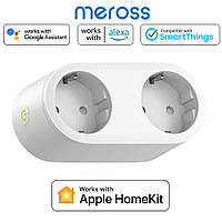 Розумна подвійна розетка Meross Smart Wi-Fi Plug 10A (MSS120 EU) Apple HomeKit Amazon Alexa Google Home