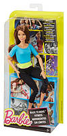 Нюанс упаковки! Барби йога шатенка Barbie Made to Move двигайся как я голубой топ