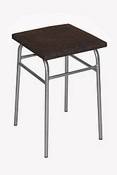 Табурет квадратний кухонний з м'яким сидінням Класик хром/коричневий