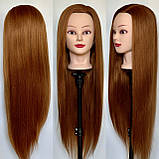 Навчальна манекен голова для стрижок Болванка для зачісок перукарська з волоссям манікен, фото 4