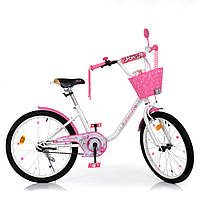 Велосипед двоколісний дитячий 20 дюймів (кошик, дзвінок, складання 75%) Profi Ballerina Y2085-1K Біло-рожевий