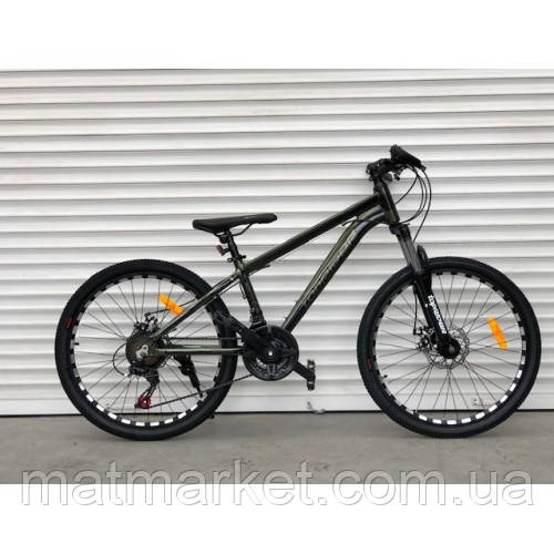 Велосипед алюмінієвий гірський TopRider-680 24", Хакі + подарунок крила або насос, фото 1