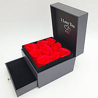 Мыльные розы ручной работы в коробке Подарочный набор Soap Flowers Розы из мыла в коробке 9 бутонов AGR