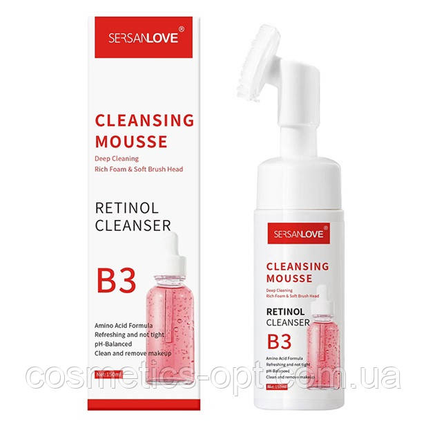 Пінка-мус для вмивання з ретинолом Sersanlove Retinol Vitamin B3 Cleanser Mousse, 150 мл