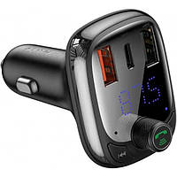 Автомобильное зарядное устройство FM-трансмиттер Baseus T Typed S-13 Bluetooth MP3 Car Charger (CCTM-B01)Black