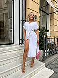 Біла літня сукня міді на кулісці з американського крепу, фото 6