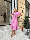 Рожеве літнє плаття міді на кулісці з американського крепу, фото 3
