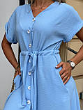 Блакитне літнє плаття міді на кулісці з американського крепу, фото 6