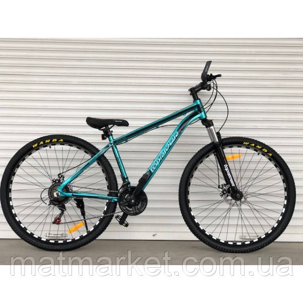 Велосипед алюмінієвий гірський TopRider-680 29", Синій + подарунок крила або насос, фото 1