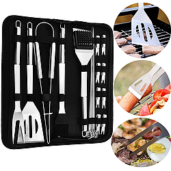 Набір для гриля та барбекю 20в1 з нержавіючої сталі з чохлом / Комплект інструментів для шашлику