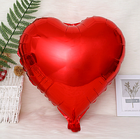 Фольговане серце червоне 45см Китай. шар фольга серце без малюнка 18"