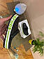 Чоловічі шльопанці Crocs (чорні з білим і зеленим) зручні легкі шльопанці-крокси із закритим передом D375, фото 8