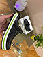 Чоловічі шльопанці Crocs (чорні з білим і зеленим) зручні легкі шльопанці-крокси із закритим передом D375, фото 9