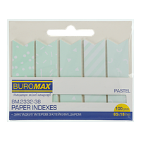 Закладки паперові PASTEL з клейким шаром BUROMAX 100 арк мятні BM.2332-38