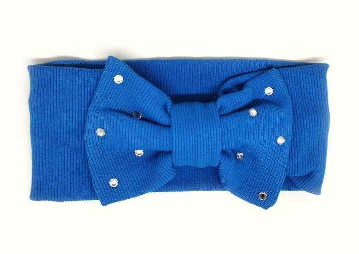 Пов'язка з бантом на голову синя, фото 1