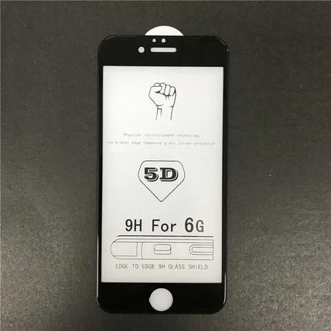Скло захисне для телефону iPhone 6 5D чорне з повною проклейкою