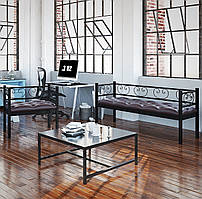 Комплект крісло та диван тримісний металеві для дому, офісу, магазину або салону Грін Трик Тенеро