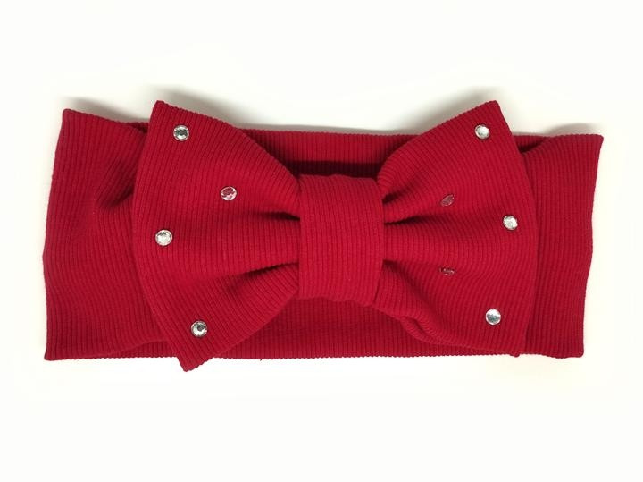 Пов'язка з бантом на голову червона, фото 1