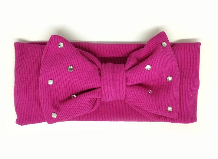 Пов'язка з бантом на голову малинова, фото 1