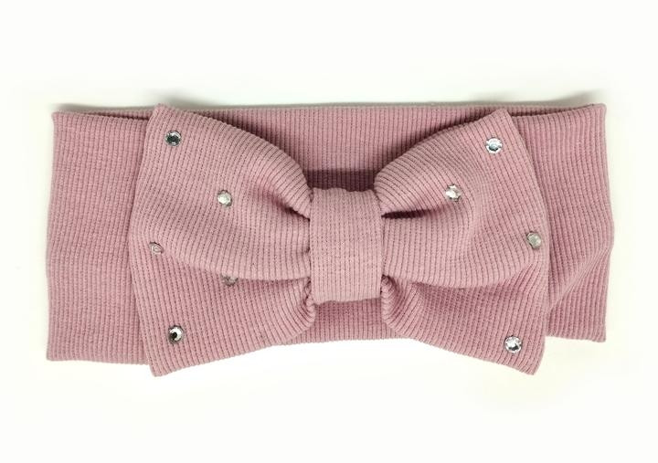 Пов'язка з бантом трикотажна рожева, фото 1