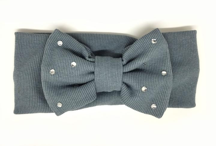 Пов'язка для волосся з бантом сіра, фото 1