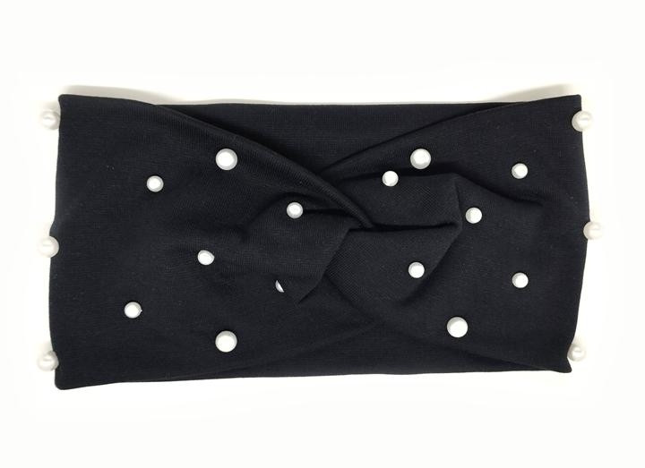 Пов'язка чалма чорна з намистинами, фото 1