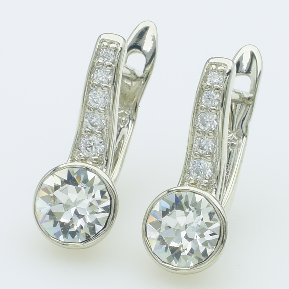 XUPING Сережки Родій Камені Swarovski "Crystal", Висота 1.6см, Ширина 0.7см