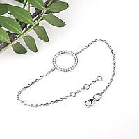 Срібний браслет Круг із каменем