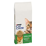 Сухий корм Purina Cat Chow Sterilised для дорослих стерилізованих котів з індичкою 15 кг, фото 2