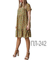 Гарне літне жіноче плаття в зеленому відтінку вільного фасону розміри 42 44 повномірні