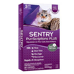 SENTRY ПУРРСКРИПШНС (PurrScriptions) краплі від бліх та кліщів для кішок від 2,2 кг (1,4 мл) 1пипетка