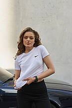 Футболка жіноча Nike (Найк) на літо біла | Теніска літня прямого крою ЛЮКС якості