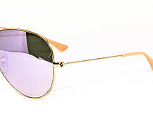 Окуляри сонцезахисні унісекс Ray Ban RB3025 Gold Purple Mirror поляризаційні, фото 2