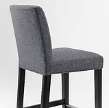 BERGMUND Барний стілець зі спинкою, чорний/Gunnared середньо-сірий,62 см 593,846,90, фото 3
